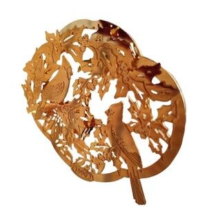 Hallmark Holiday Cardinals Dimensional  Brass Keepsake Ornament 1990 QX5243